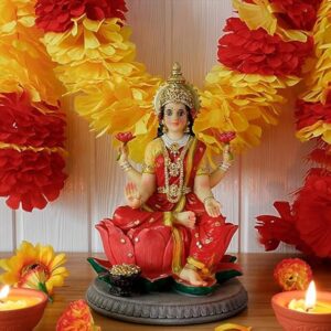alikiki Indian Lakshmi Idol Statue, 5.1 inch Hand Painted Polystone
