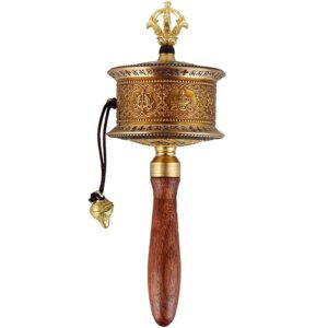 8 Inch Table Top Copper Brass Tibetan Buddhist Prayer Wheel