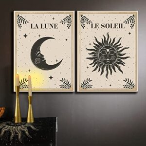 Geetery 2 Pcs Celestial Moon and Sun Wall Decor