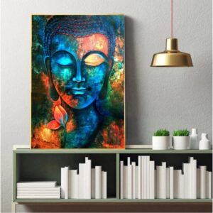 AWLXPHY Buddha Wall Art Canvas Painting, Framed 5 Panels, Buddha Waterfall