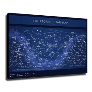 Highly Detailed Equatorial Star Map Poster, Blue, 16x24