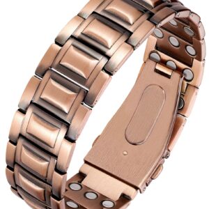 Feraco 3X-Upgrade Copper Bracelets for Men, 100% Pure Copper Magnetic