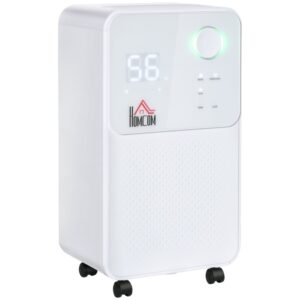 HOMCOM 12L/Day Dehumidifier for Home, Laundry Room, Bedroom, Basement, Electric Moisture Air De-Humidifier with 4 Modes, Continu