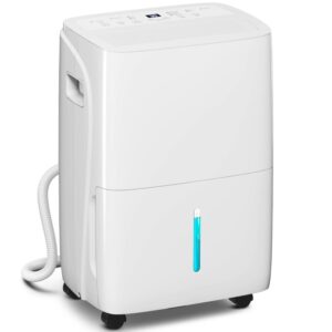 HOMCOM 30L/Day Dehumidifier with Auto-Clean Filter, Continuous Drainage, 4L Water Tank, 24H Timer, Digital Humidity Display, Deh