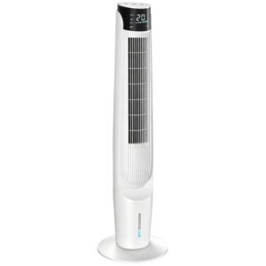 HOMCOM Air Cooler with LED Display and Remote Control, Oscillating Ice Cooling Fan with 3 Speeds, 4 Modes, 12 Hour Timer, White