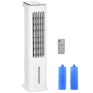 HOMCOM Evaporative Air Cooler, 5L Water Tank Oscillating Ice Cooling Fan with 3 Modes, 3 Speeds, Remote Control, Timer, and Osci