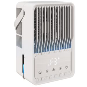 HOMCOM Portable Air Conditioner, 4-in-1 Mini Air Cooler with 3 Wind Speed, 2 Mist Mode, 7 Colour RGB Light, White