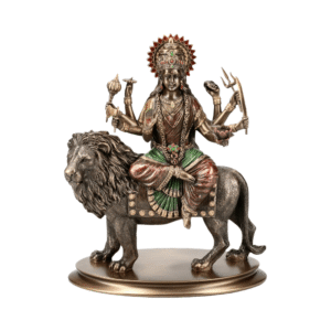 Veronese Design 10 3/8 Inch Divine Mother Durga Riding Lion Hindu Goddess Statue Bronze Finish